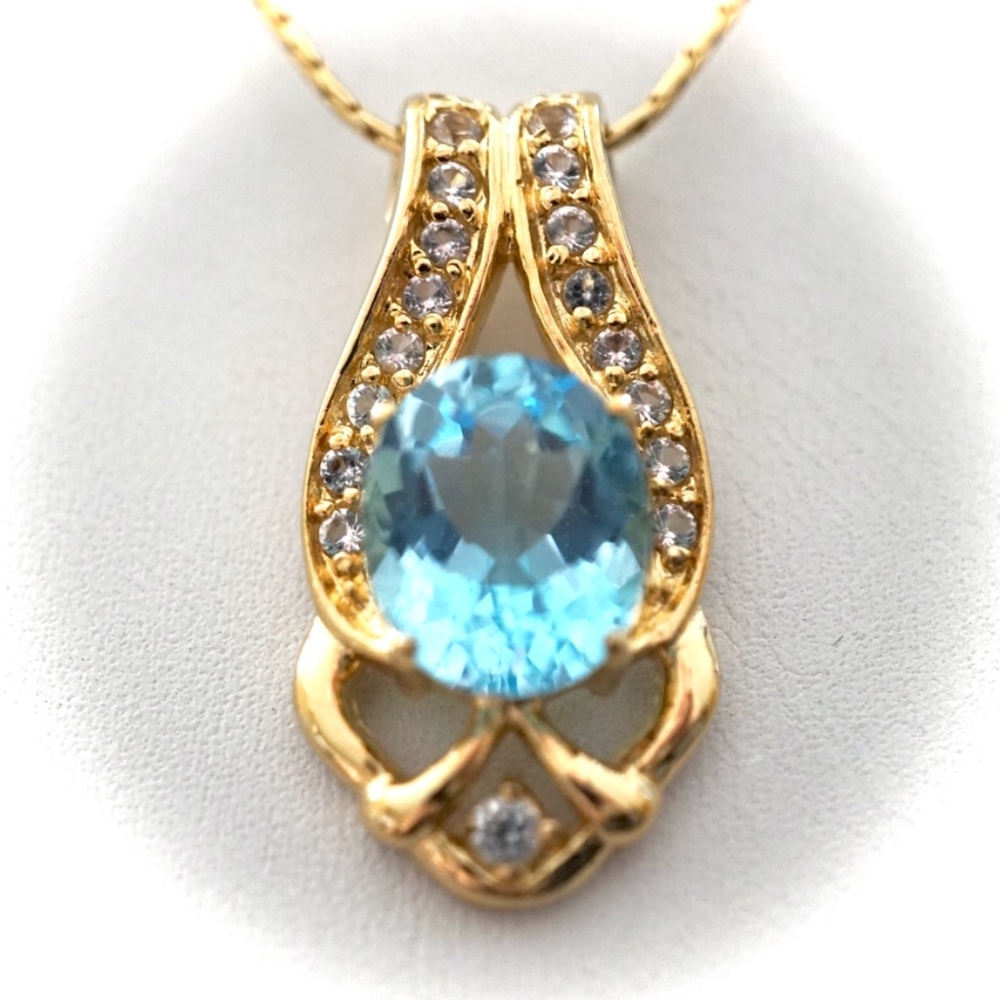 6.69 CT Blue Topaz & Diamond Designer Necklace